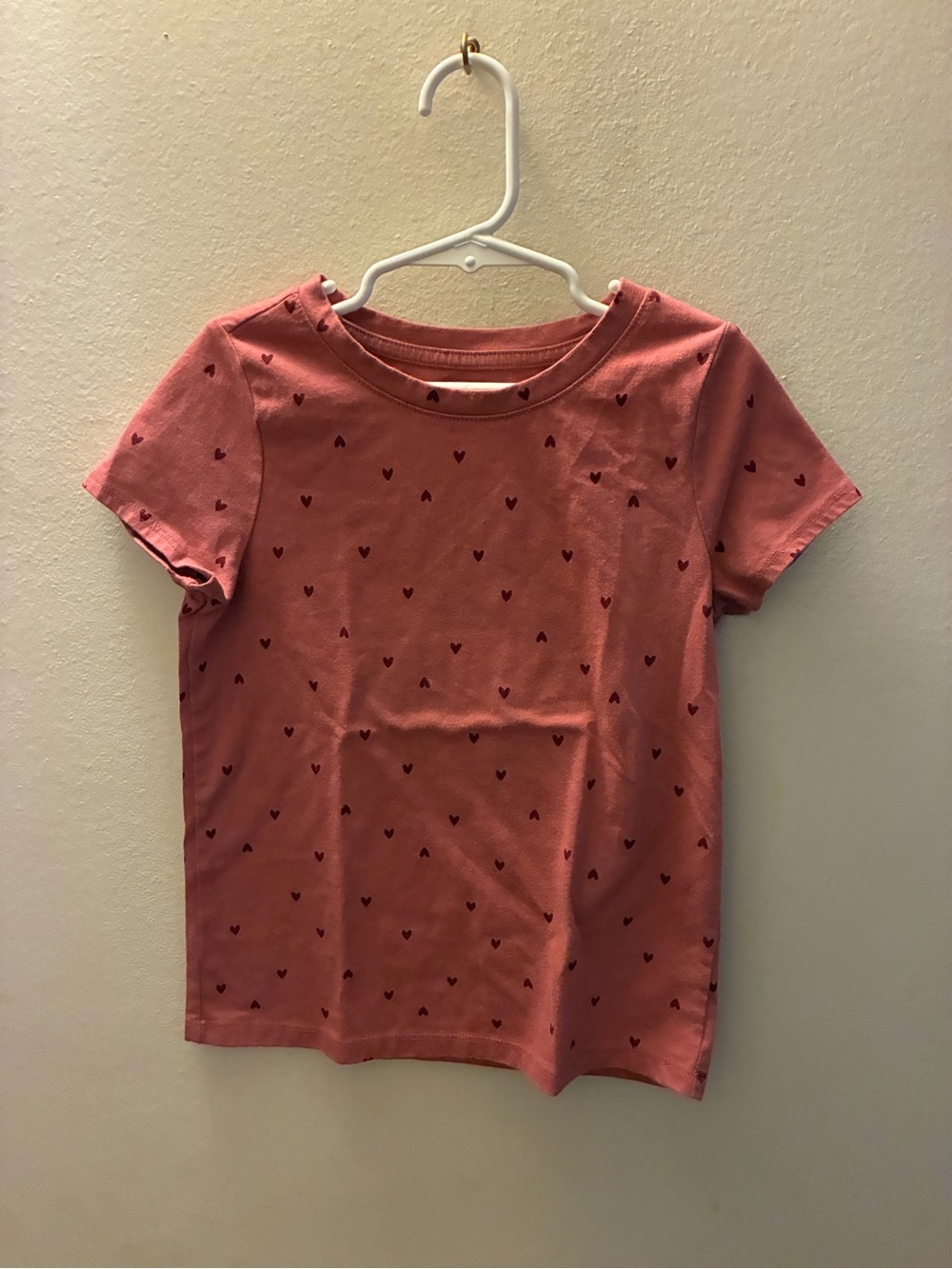 Cat & Jack Coral Pink Short Sleeve Tee with Heart Print